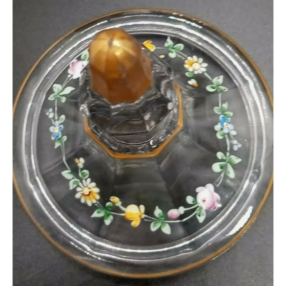 Antique Hand Painted Enamel Roses Gold Trim Candy Dish 11" High 4"Wide - Picture 3 of 6